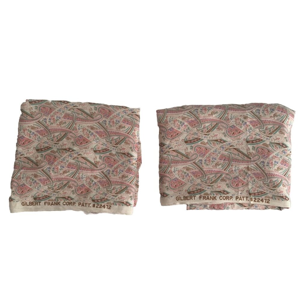 Gilbert Frank Fabric 2.5 Yds Paisley Pink Multicolor 2 Pieces 1.25 Yd Each 42” W